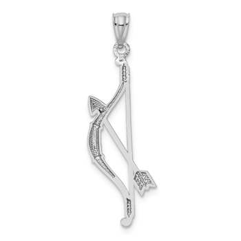 Rhodium Over 14k White Gold Polished and Textured Bow and Arrow Pendant