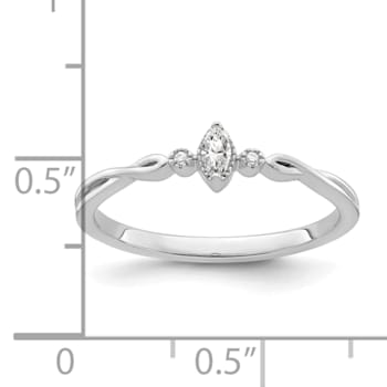 Rhodium Over 14K Gold Petite Beaded Edge Marquise Diamond Ring 0.09ctw