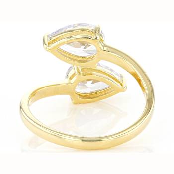 Pear CZ Bypass Ring In 18K Gold Over Sterling Silver