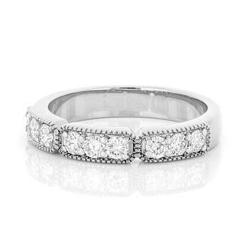 Polished Lab-Grown Diamond Band Ring In Sterling Silver