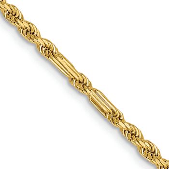 14k Yellow Gold 2.25mm Solid Diamond-cut Milano Rope 24 Inch Chain