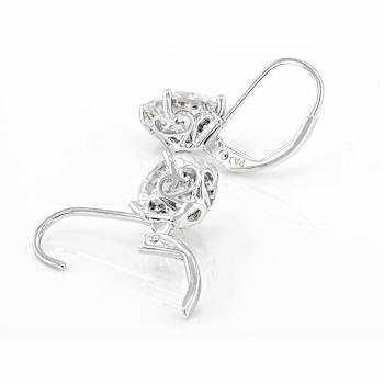 Large Round Moissanite Solitaire Drop Earrings In Platinum-Enhanced
Sterling Silver
