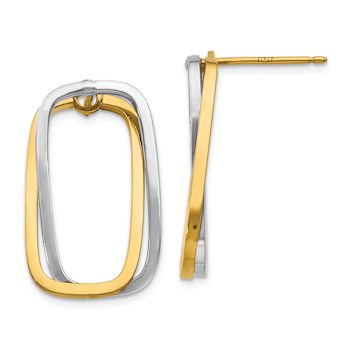 14k Two-tone Fancy Versatile Rectangle Earrings