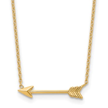 14K Yellow Gold Polished Arrow 17-inch Necklace