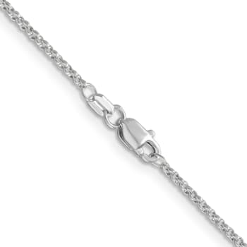 14K White Gold 1.55mm Rolo Pendant Chain Necklace