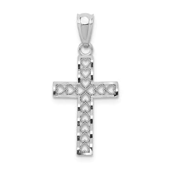 Rhodium Over 14K White Gold Cross Pendant