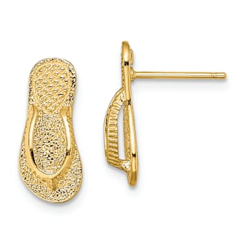 14k Yellow Gold Textured Large Flip-Flop Stud Earrings
