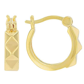 Pyramid Hoop Earrings In 18K Gold Over Sterling Silver