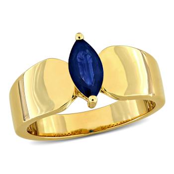 Blue Sapphire 10K Yellow Gold Ring 0.75ctw