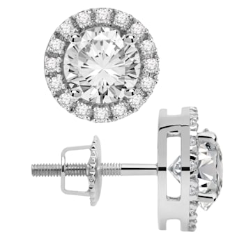 White Cubic Zirconia 14k White Gold Earrings With Velvet Gift Box 1.20ctw