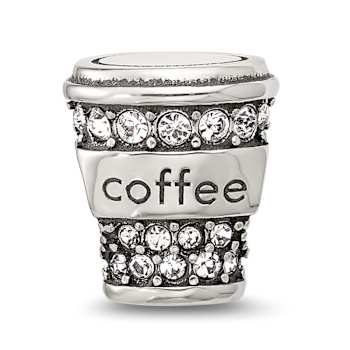 Sterling Silver Crystal To-Go Coffee Cup Bead