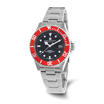 Charles Hubert Stainless Steel Black Dial Watch