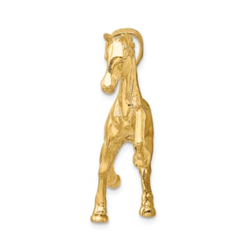 14k Yellow Gold 3D Polished Horse pendant