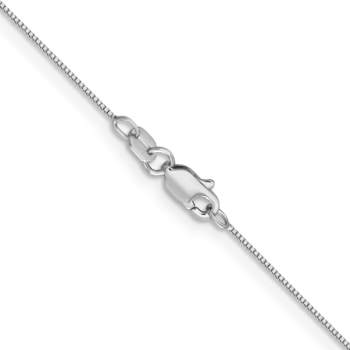 Rhodium Over 14k White Gold 0.5mm Solid Box 24 Inch Chain