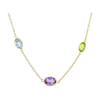 Multi-Gem 14k Yellow Gold Necklace 5.82ctw