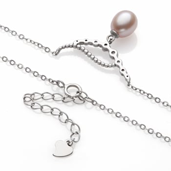 Sterling Silver Freshwater Pearl and Cubic Zirconia Necklace