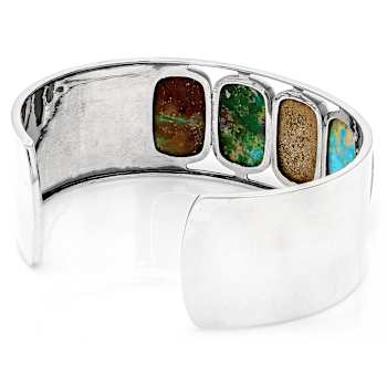 Large Turquoise Cuff Bracelet In Sterling Silver