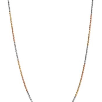 14k Yellow Gold, 14k White Gold and 14k Rose Gold 2.5mm Solid
Diamond-Cut Rope 24 Inch Chain