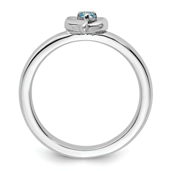 Sterling Silver Stackable Expressions Blue Topaz Heart Ring 0.08ctw