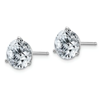 Rhodium Over 14K White Gold 4ct. 8.0mm Round G H I True Light Moissanite Earrings
