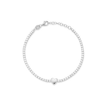 Sterling Statements Rhodium Over Sterling Silver Cubic Zirconia Heart
Tennis Bracelet