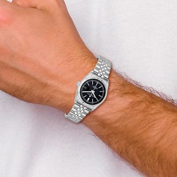 Men's Charles Hubert Stainless Steel Black Dial Watch