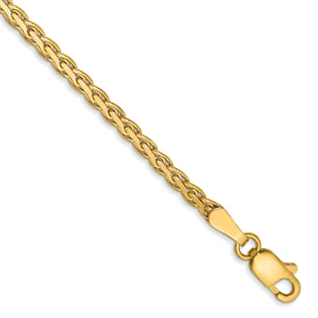 14k Yellow Gold 2.3mm Flat Wheat Link Bracelet