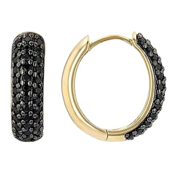 Black Spinel Hoop Earrings In 18K Gold Over Sterling Silver 0.79ctw