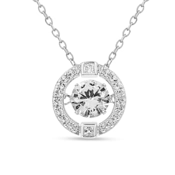 Lab Created White Sapphire and White Topaz Rhodium Over Sterling Silver Necklace