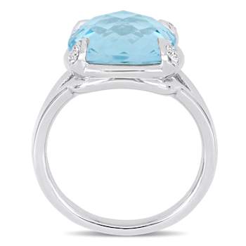 9ctw Sky Blue and White Topaz Split Shank Cocktail Ring in Sterling Silver