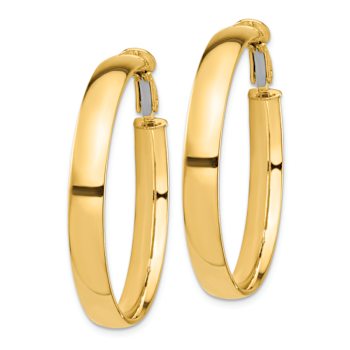 14k Yellow Gold 1 1/2" High Polished Hoop Earrings