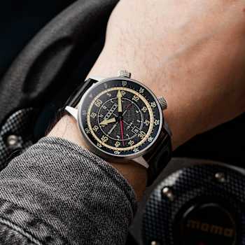 Cadola Rally Timer Black Dial White Bezel Black Stainless Steel Band
Automatic Watch