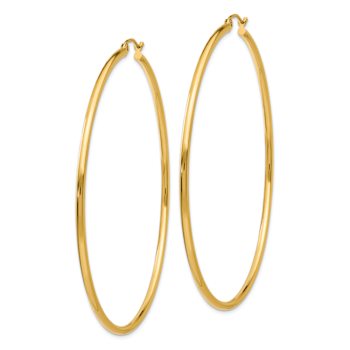 14k Yellow Gold 2 9/16" Polished Tube Hoop Earrings