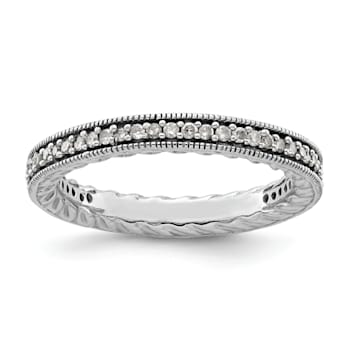 Sterling Silver Stackable Expressions Polished Diamond Ring 0.288ctw