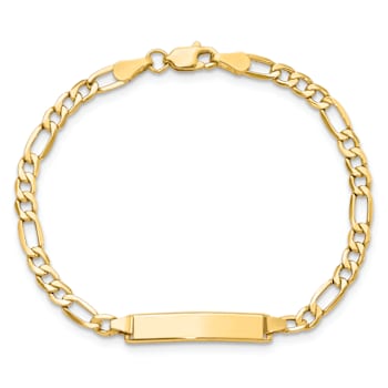 10k Yellow Gold Figaro Link ID Bracelet