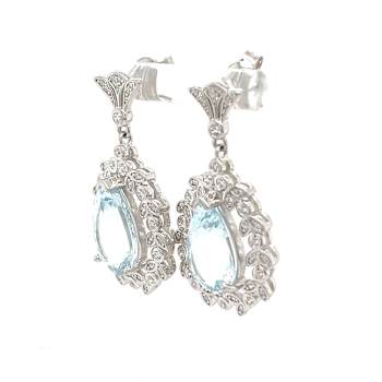 Aquamarine and Cubic Zirconia Rhodium Over Sterling Silver Center Design
Earrings 6.25ctw