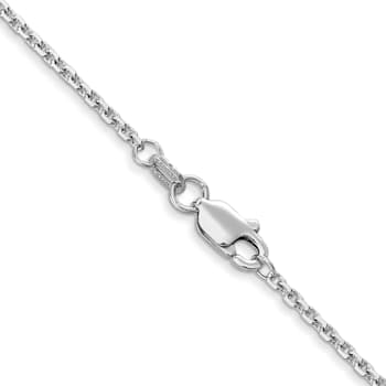 14k White Gold 1.45mm Solid Diamond Cut Cable Chain 18 Inches