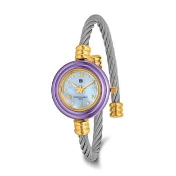 Charles Hubert Gold-finish 7 Color Bezels Stainless Steel Bangle Watch