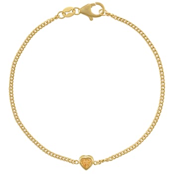 14K Yellow Gold Over Sterling Silver Citrine Curb Chain Bracelet .15ctw