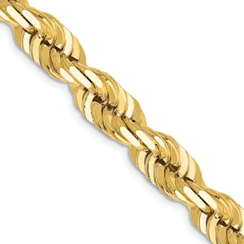 14k Yellow Gold 7mm Solid Diamond-Cut Rope 20 Inch Chain