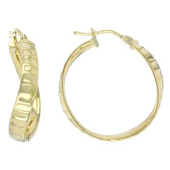 Twist Hoop Earrings In Solid 10K Yellow Gold