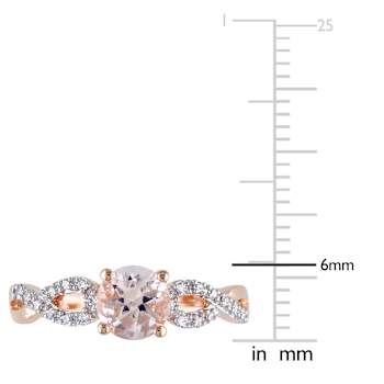 Morganite and Diamond 10K Rose Gold Ring 0.93ctw