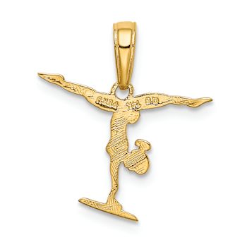 14k Yellow Gold Textured Gymnastics Pendant