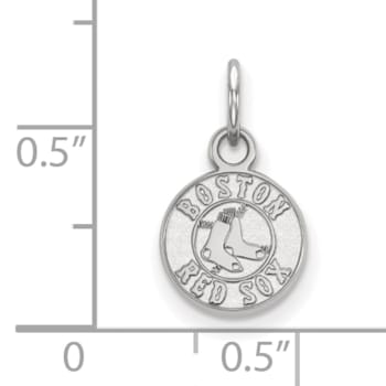 Rhodium Over Sterling Silver MLB Boston Red Sox LogoArt Circle Pendant