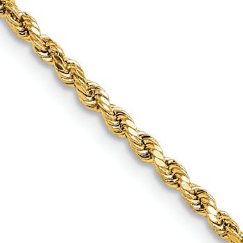 14k Yellow Gold 2.25mm Diamond-Cut Rope Link Chain