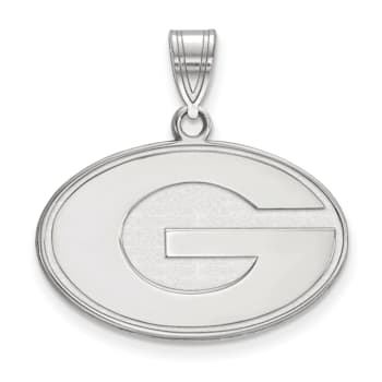 Rhodium Over Sterling Silver LogoArt University of Georgia Medium Pendant