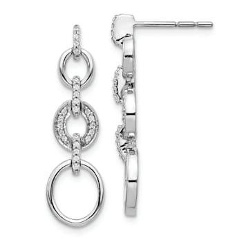 Rhodium Over 14K White Gold Lab Grown Diamond Fancy Dangle Earrings