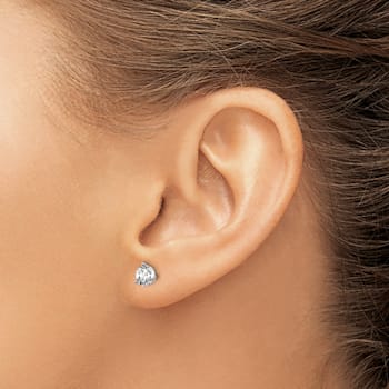 Rhodium Over 14K Gold Lab Grown Diamond 1ct. VS/SI GH+, 3 Prong Stud Earrings
