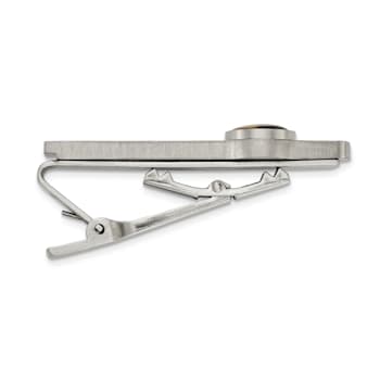 Stainless Steel Brushed with Tiger's Eye Tie Bar