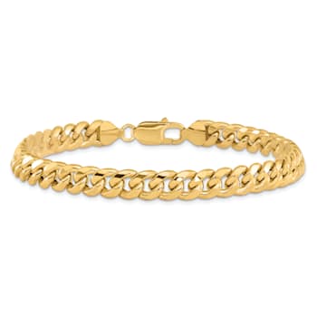 14k Yellow Gold 7.3mm Miami Cuban Link Bracelet, 8 Inches